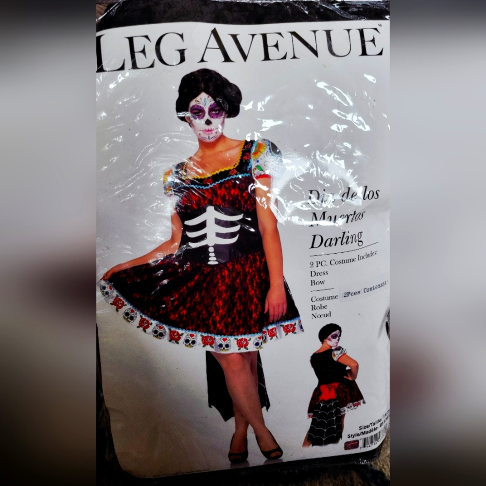 Leg Avenue Day of the Dead  Costume - Black and Red Plus 1x/2x